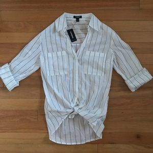 Express striped long sleeve button up top